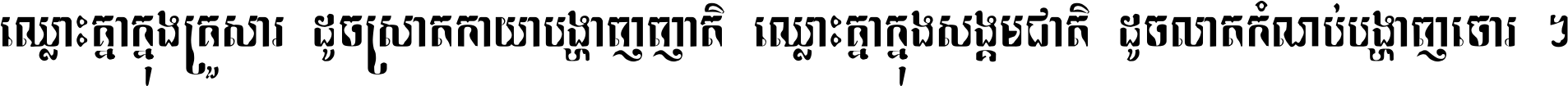 ឈ្លោះ​គ្នា​ក្នុង​គ្រួសារ ដូច​ស្រាត​កាយា​បង្ហាញ​ញាតិ ឈ្លោះគ្នាក្នុង​សង្គមជាតិ ដូច​លាត​កំណប់​បង្ហាញ​ចោរ ។