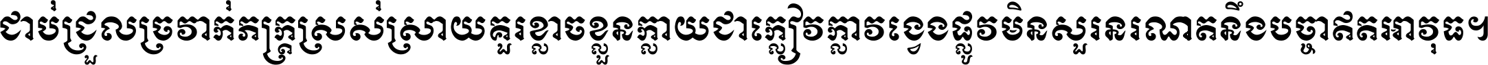 ជាប់​ជ្រួល​ច្រវាក់​ភក្ត្រ​ស្រស់ស្រាយ គួរ​ខ្លាច​ខ្លួន​ក្លាយ​ជា​ក្លៀវក្លា វង្វេង​ផ្លូវ​មិន​សួរន​រណា តនឹងបច្ចា​ឥត​អាវុធ ។