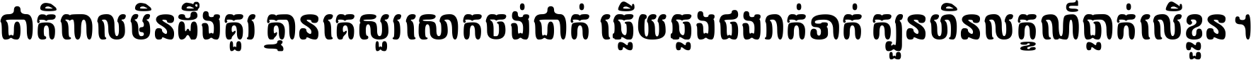 ជាតិ​ពាល​មិន​ដឹង​គួរ គ្មាន​គេ​សួរ​សោក​ចង់​ជាក់ ឆ្លើយ​ឆ្លង​ផង​រាក់​ទាក់​ ក្បួន​ហិន​លក្ខណ៍​ធ្លាក់​លើ​ខ្លួន ។