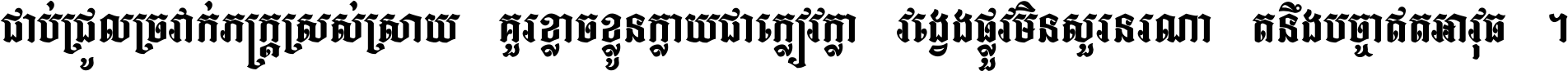 ជាប់​ជ្រួល​ច្រវាក់​ភក្ត្រ​ស្រស់ស្រាយ គួរ​ខ្លាច​ខ្លួន​ក្លាយ​ជា​ក្លៀវក្លា វង្វេង​ផ្លូវ​មិន​សួរន​រណា តនឹងបច្ចា​ឥត​អាវុធ ។