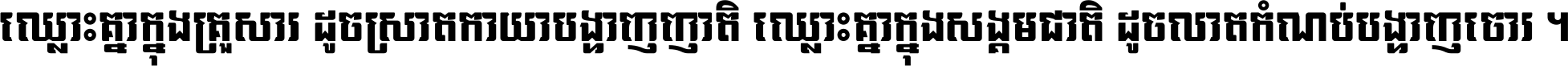 ឈ្លោះ​គ្នា​ក្នុង​គ្រួសារ ដូច​ស្រាត​កាយា​បង្ហាញ​ញាតិ ឈ្លោះគ្នាក្នុង​សង្គមជាតិ ដូច​លាត​កំណប់​បង្ហាញ​ចោរ ។