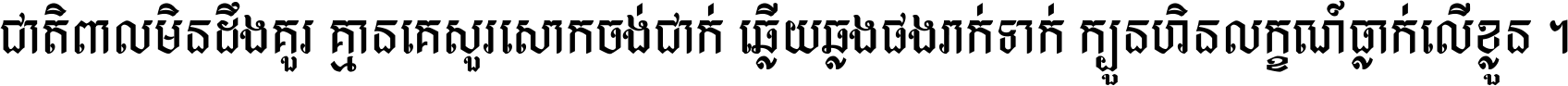 ជាតិ​ពាល​មិន​ដឹង​គួរ គ្មាន​គេ​សួរ​សោក​ចង់​ជាក់ ឆ្លើយ​ឆ្លង​ផង​រាក់​ទាក់​ ក្បួន​ហិន​លក្ខណ៍​ធ្លាក់​លើ​ខ្លួន ។