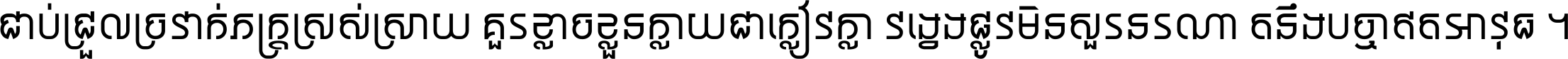 ជាប់​ជ្រួល​ច្រវាក់​ភក្ត្រ​ស្រស់ស្រាយ គួរ​ខ្លាច​ខ្លួន​ក្លាយ​ជា​ក្លៀវក្លា វង្វេង​ផ្លូវ​មិន​សួរន​រណា តនឹងបច្ចា​ឥត​អាវុធ ។