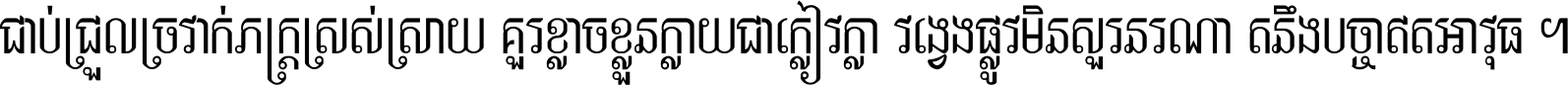 ជាប់​ជ្រួល​ច្រវាក់​ភក្ត្រ​ស្រស់ស្រាយ គួរ​ខ្លាច​ខ្លួន​ក្លាយ​ជា​ក្លៀវក្លា វង្វេង​ផ្លូវ​មិន​សួរន​រណា តនឹងបច្ចា​ឥត​អាវុធ ។