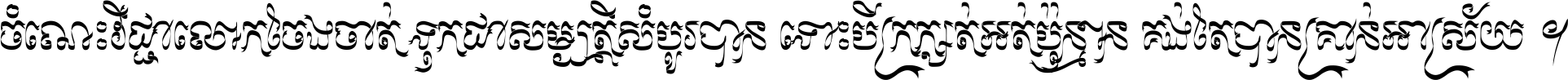 ចំណេះ​វិជ្ជា​លោក​ចែង​ចាត់ ទុក​ជា​សម្បត្តិ​សំបូរ​បាន ទោះ​បី​ក្រក្សត់​អត់​ប៉ុន្មាន គង់​តែ​បាន​គ្រាន់​អាស្រ័យ ។