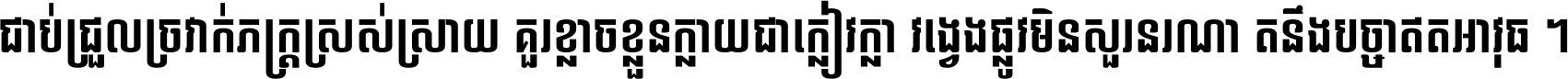 ជាប់​ជ្រួល​ច្រវាក់​ភក្ត្រ​ស្រស់ស្រាយ គួរ​ខ្លាច​ខ្លួន​ក្លាយ​ជា​ក្លៀវក្លា វង្វេង​ផ្លូវ​មិន​សួរន​រណា តនឹងបច្ចា​ឥត​អាវុធ ។