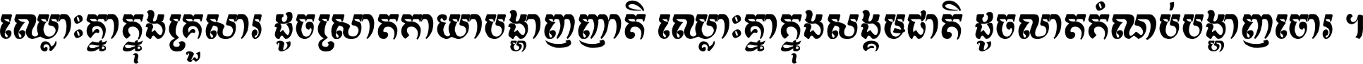 ឈ្លោះ​គ្នា​ក្នុង​គ្រួសារ ដូច​ស្រាត​កាយា​បង្ហាញ​ញាតិ ឈ្លោះគ្នាក្នុង​សង្គមជាតិ ដូច​លាត​កំណប់​បង្ហាញ​ចោរ ។