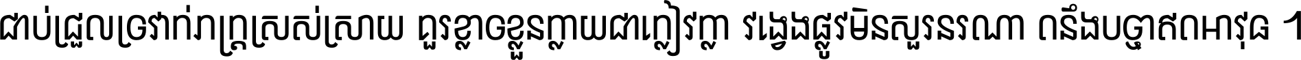 ជាប់​ជ្រួល​ច្រវាក់​ភក្ត្រ​ស្រស់ស្រាយ គួរ​ខ្លាច​ខ្លួន​ក្លាយ​ជា​ក្លៀវក្លា វង្វេង​ផ្លូវ​មិន​សួរន​រណា តនឹងបច្ចា​ឥត​អាវុធ ។