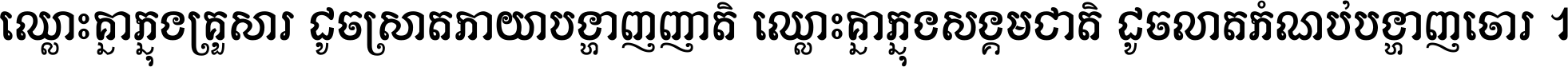 ឈ្លោះ​គ្នា​ក្នុង​គ្រួសារ ដូច​ស្រាត​កាយា​បង្ហាញ​ញាតិ ឈ្លោះគ្នាក្នុង​សង្គមជាតិ ដូច​លាត​កំណប់​បង្ហាញ​ចោរ ។