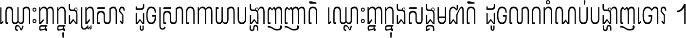 ឈ្លោះ​គ្នា​ក្នុង​គ្រួសារ ដូច​ស្រាត​កាយា​បង្ហាញ​ញាតិ ឈ្លោះគ្នាក្នុង​សង្គមជាតិ ដូច​លាត​កំណប់​បង្ហាញ​ចោរ ។