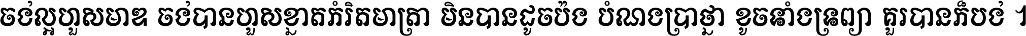 ចង់​ល្អ​ហួស​មាឌ ចង់​បាន​ហួស​ខ្នាត​កំរិត​មាត្រា មិន​បាន​ដូច​ប៉ង បំណង​ប្រាថ្នា ខូច​ទាំងទ្រព្យា គួរ​បាន​ក៏បង់ ។