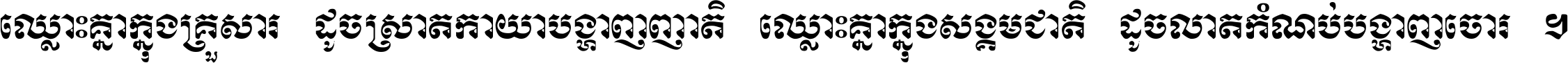 ឈ្លោះ​គ្នា​ក្នុង​គ្រួសារ ដូច​ស្រាត​កាយា​បង្ហាញ​ញាតិ ឈ្លោះគ្នាក្នុង​សង្គមជាតិ ដូច​លាត​កំណប់​បង្ហាញ​ចោរ ។